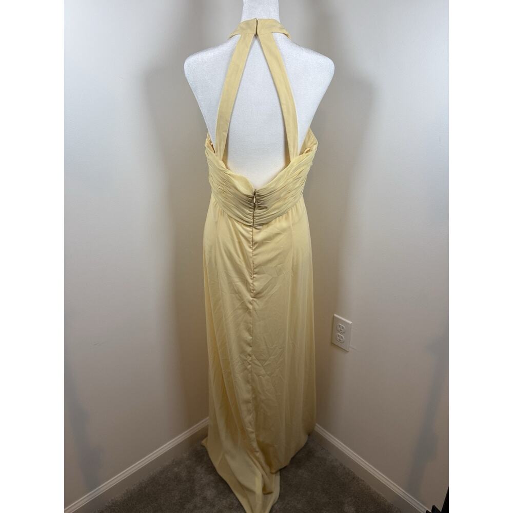 Jovani Women’s Size 12 Butter Yellow Formal Dress Gown Halter Long Classic Prom - Picture 5 of 15